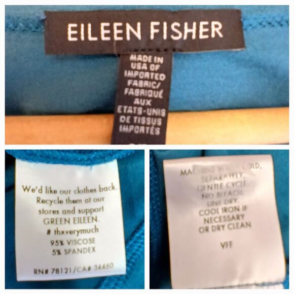 Eileen Fisher SZ S Lightweight Viscose Jersey Asymmetrical A-Line Dress Nile - Picture 5 of 5